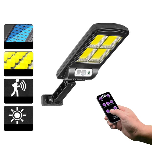 EGNMCR Solar Outdoor Lights, Motion Sensor Solar Powered Lights IP65 Waterproof, 3 Modes, With Remote Control,Wall Security Lights For Fence Yard Garden Patio Front