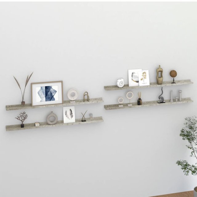 vidaXL Étagères Murales 4 Pcs Gris Béton 115x9x3 cm