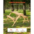 thumbnail image 2 of KFFKFF 2-in-1 Transforming Interchangeable Picnic Table, Outdoor Wooden Table and Bench Set, Portable Foldable Bench with Umbrella Hole, Patio Dining Furniture for Garden, 2 of 9