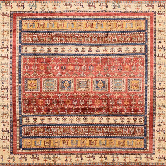 Ahgly Company Tapis d'Intérieur Carrés Abstraits Rouges Abstraits pour Aire, 3 Pieds Carré