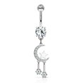 thumbnail image 2 of Bagues de Nombril avec Lune et Étoile en Croissant Pavé avec Design Suspendu Rond en Oxydes de Zirconium 14 g, 2 of 5