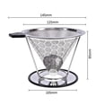 thumbnail image 2 of Reusable Coffee Filter Stainless Steel Holder Metal Mesh Funnel Baskets Brew Drip Coffee Filters Dripper Drip Coffee Filter Cup, 2 of 4