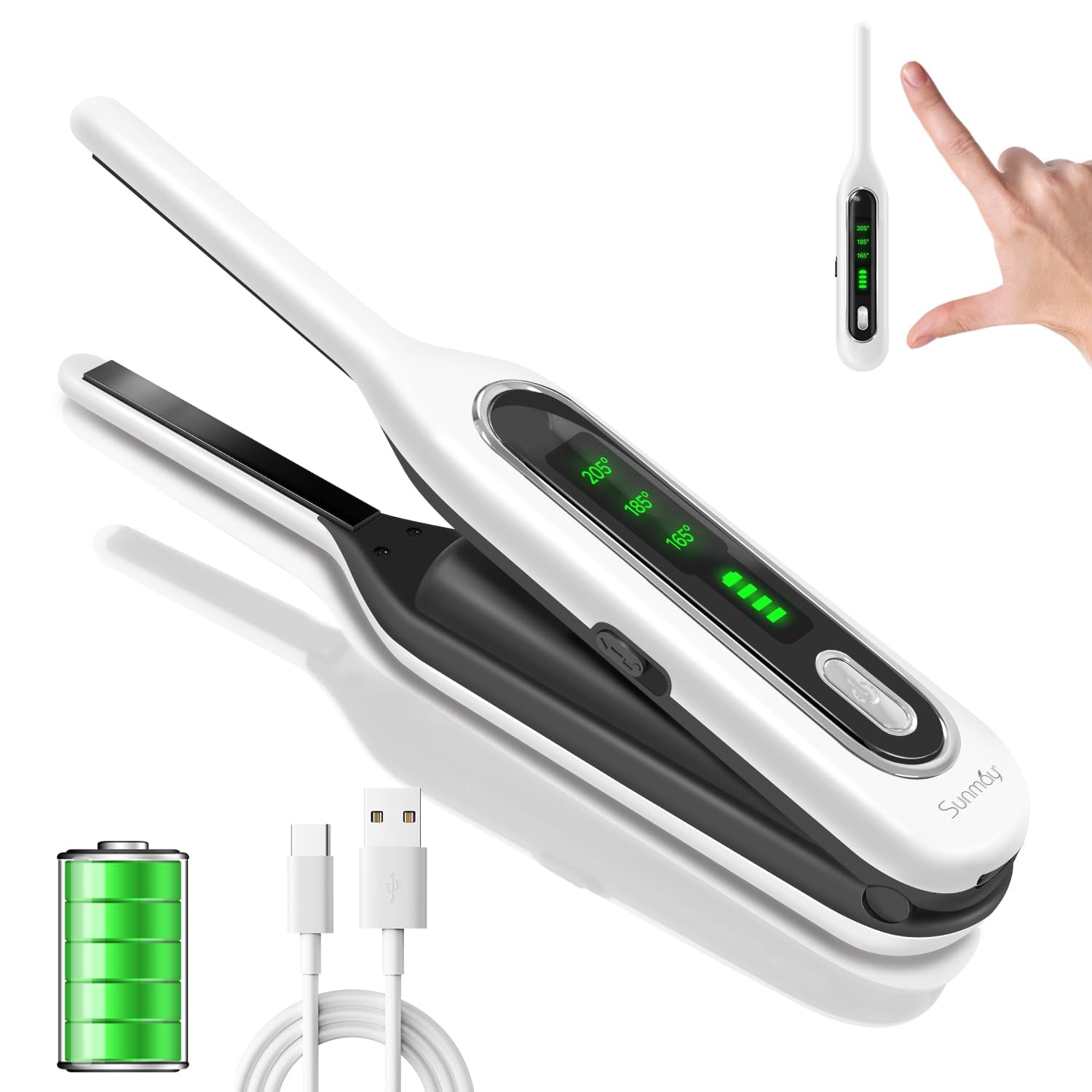 Sunmay 3/10" Cordless Mini Flat Iron Curling Iron, Pencil Flat Iron for Short Hair, Pixie Cut and Bangs, Tiny Cordless Portable Hair Straightener, Mi