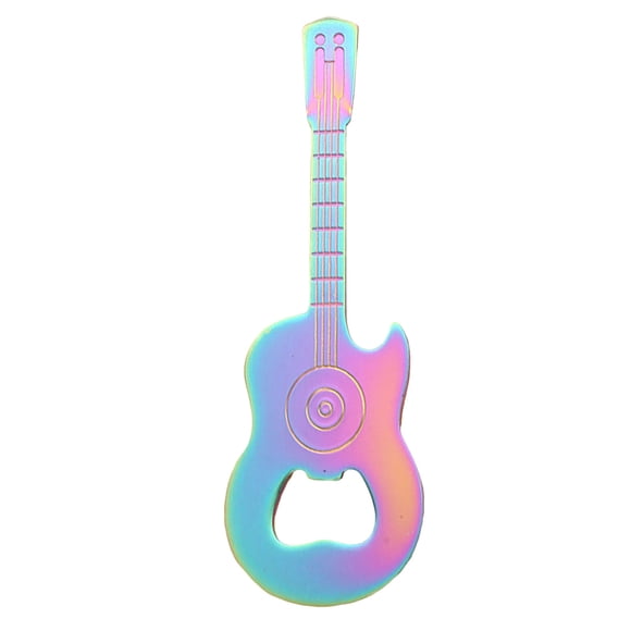 Aimant de Frigo en Acier Inoxydable en Forme de Guitare, Durable, Fini Noir, Décoratif et Pratique, 1 Pce