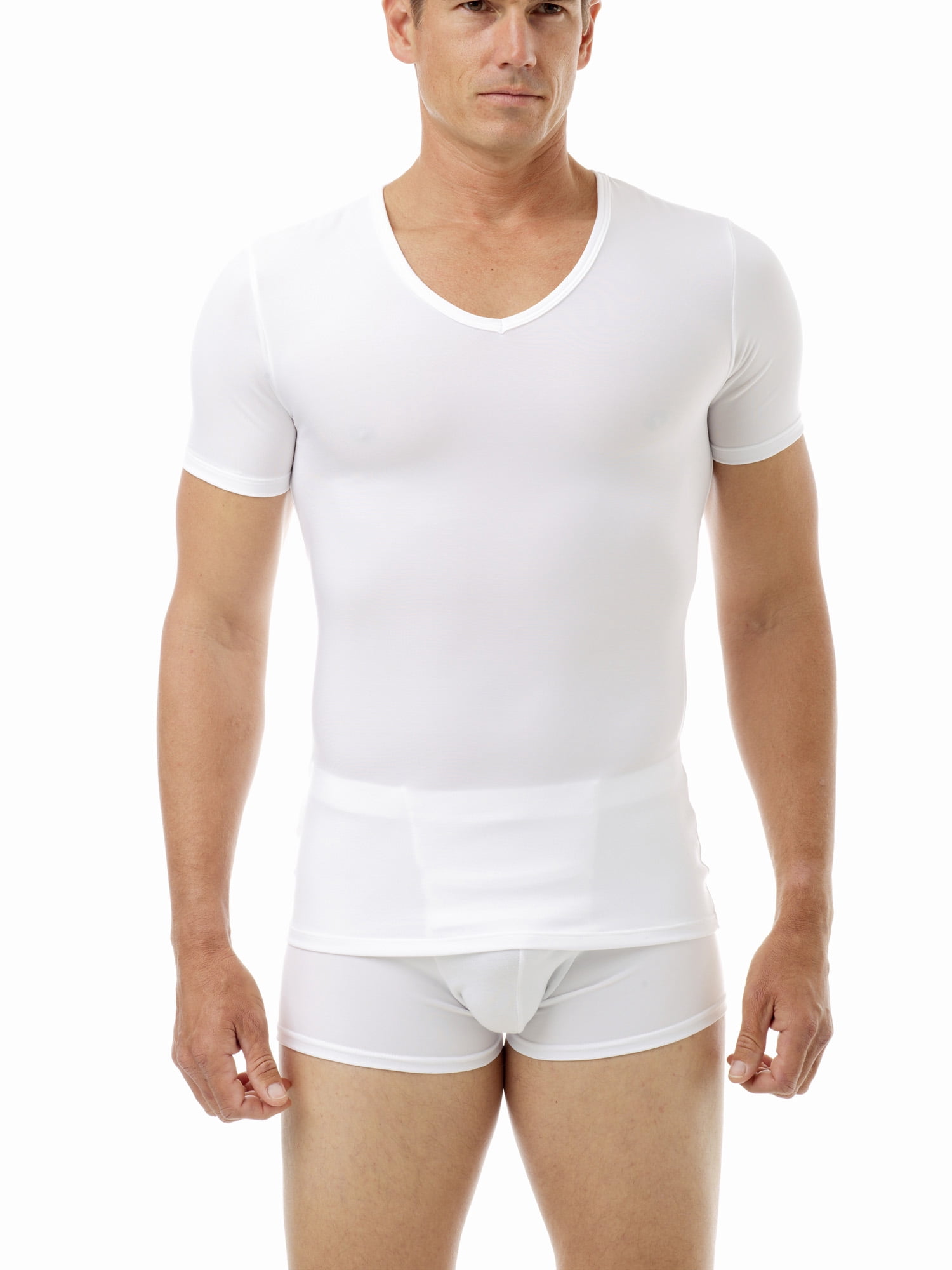 Underworks T-Shirt à Col en V en Microfibre pour Hommes à Compression Légère