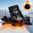 thumbnail image 1 of Under $10 Gloves Mittens Black Men Leather Gloves In Winter Men Screen In Winter Students Warm Outdoor Riding Plush Gloves, 1 of 7