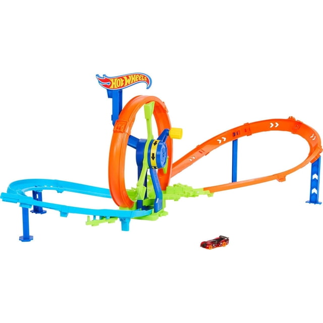 Hot Wheels Rapid Launch & Loop Playset with 1:64 Scale Die-Cast Toy Car, Crash & Track Set