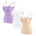 thumbnail image 1 of Timegard Camisoles pour Femmes 3 Pcs avec Soutien-Gorge Intégré Col Rond Bretelles Spaghetti Ajustées Douces Maillots de Corps Décontractés Hauts de Pyjama, 1 of 6