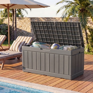 Homall Coffre de Terrasse en Résine de 82 Gallons pour Rangement Extérieur, Coffre de Terrasse Verrouillable, Gris