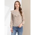 thumbnail image 2 of INSPIRE CHIC Women's Floral Printed Top Long Sleeve Round Neck Ruffle Collar Blouse, 2 of 5