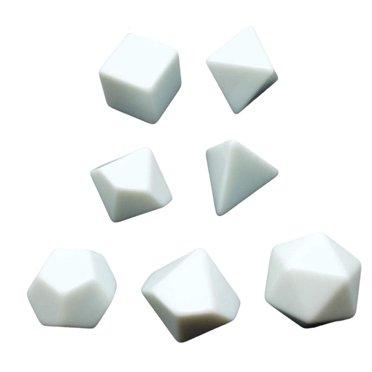 Milaget 7Pcs Acrylic Blank Polyhedral RPG Dice Set White Empty Dice for Classroom Board