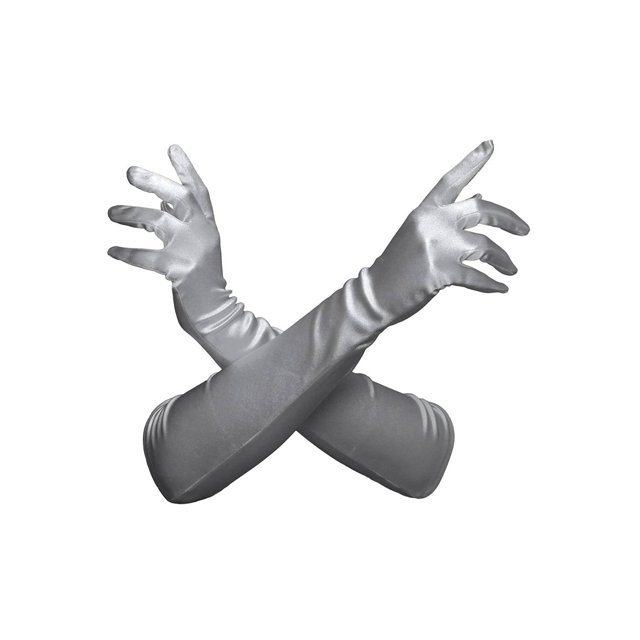 Gravity Threads Gants d'Opéra en Satin pour Femmes 18 Pouces Gris