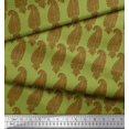 thumbnail image 2 of Soimoi Green Modal Satin Fabric Brown Paisley Print Sewing Fabric Yard 42 Inch Wide, 2 of 3