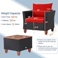 thumbnail image 2 of Gymax 3PCS Patio Rattan Conversation Set Outdoor Furniture Set w/ Red Cushions, 2 of 6
