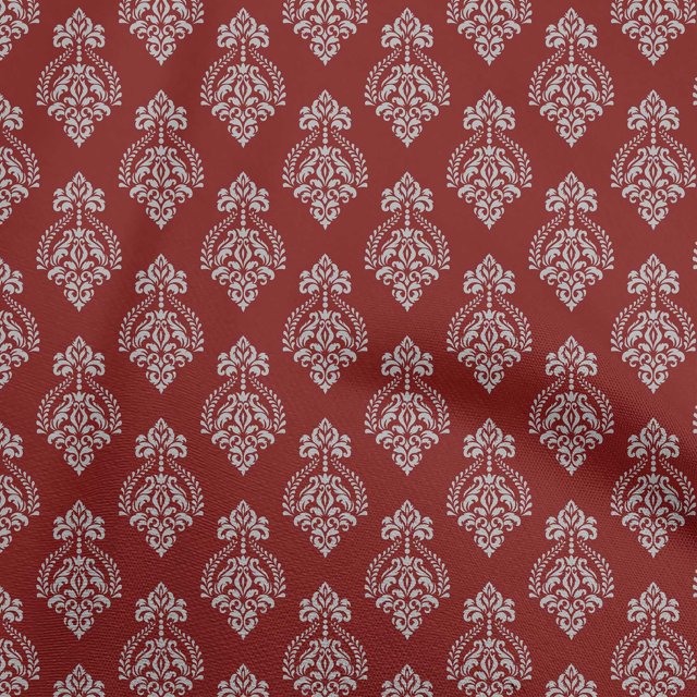 oneOone Polyester Spandex Red Fabric Mandala Craft Projects Decor Fabric Printed By The Yard 56 Inch Wide