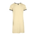 thumbnail image 3 of Chemise de Nuit Texturée en Coton pour Hommes, Robe de Nuit à Manches Courtes, Longue Robe, Blouse à Col en V, Haut de Pyjama, Coupe Ample et Décontractée, Confort, Chemise de Nuit Décontractée avec Poches, 3 of 5