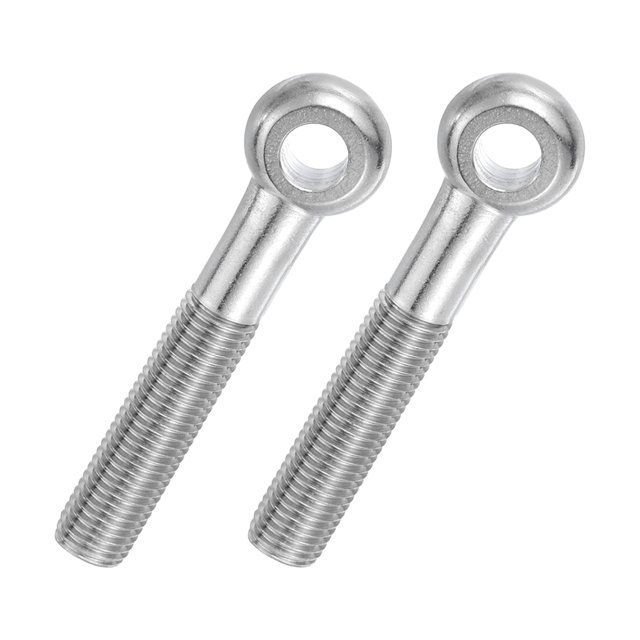 Uxcell 2 Pcs M16x100mm Shoulder Swing Lifting Eye Bolt, 304 Stainless Steel Metric Half Tooth Thread Fisheye Eye Slip Hole Screw Rigging Bolt Metal Fasteners Screws, Silver Tone
