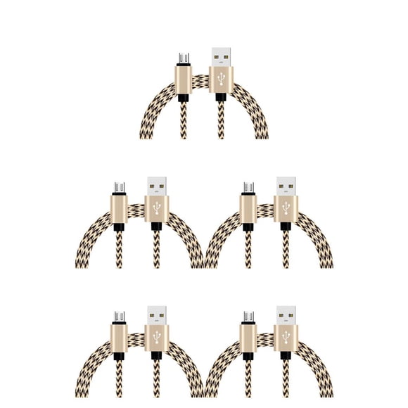 Baohd Nylon Braided Wire Cord Sync USB Cables Data Charger Fast Charging Cable for for for Charging gold 5Set