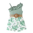 thumbnail image 1 of HNMKIU Toddler Girls Ruffled Floral Dress for Sleeveless Design Comfortable Ribbed Fabric for Parties and, 1 of 4