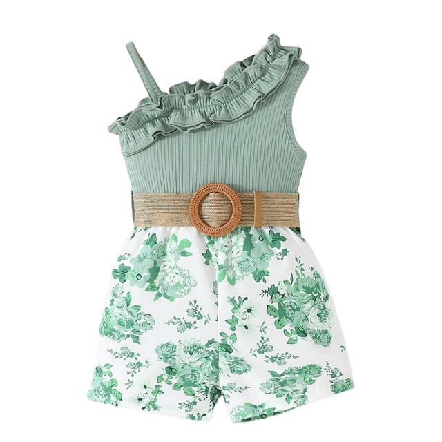 HNMKIU Toddler Girls Ruffled Floral Dress for Sleeveless Design Comfortable Ribbed Fabric for Parties and