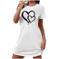 thumbnail image 1 of Mrat Jupe de Pyjama pour Femme Nuisette pour Femme Tenue de Nuit Manches Courtes Chemise de Nuit Décontractée Imprimée Robe de Nuit Ample Confortable Pyjama S-79 Blanc m, 1 of 7