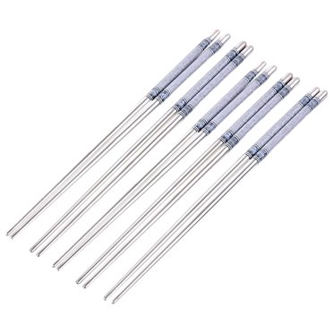 Under 15$ Oimcto Chinese Chopsticks,5 Pairs Stick Porcelain Pattern Anti Stylish Stainless Chinese Chopsticks for Home,5-Pair Porcelain Pattern Stainless Steel Chopsticks for Home Use