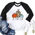 thumbnail image 4 of CEHVOM Women Thanksgiving Pumpkin Color Patchwork Print Tops Pullover Blouse T-Shirts, 4 of 8