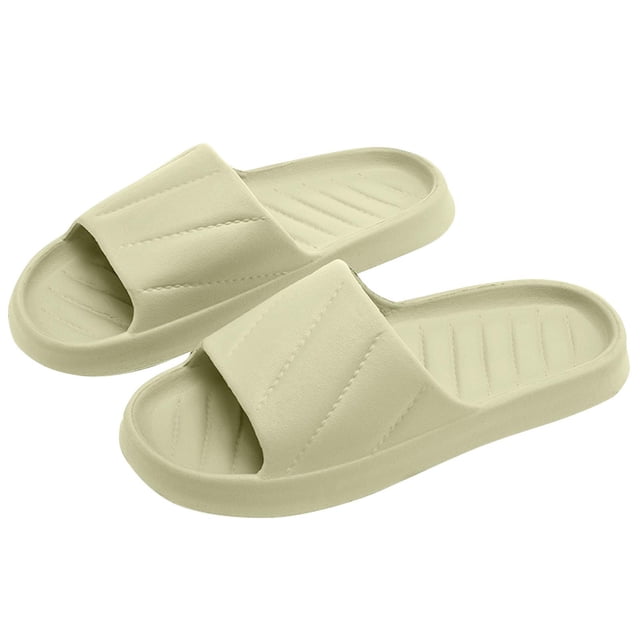 Mens and Womens Home Slippers Simplicity Solid Color Quick Drying Soft Sole Comfortable Non-Slip Indoor and Outdoor EVA Slippers Green-07