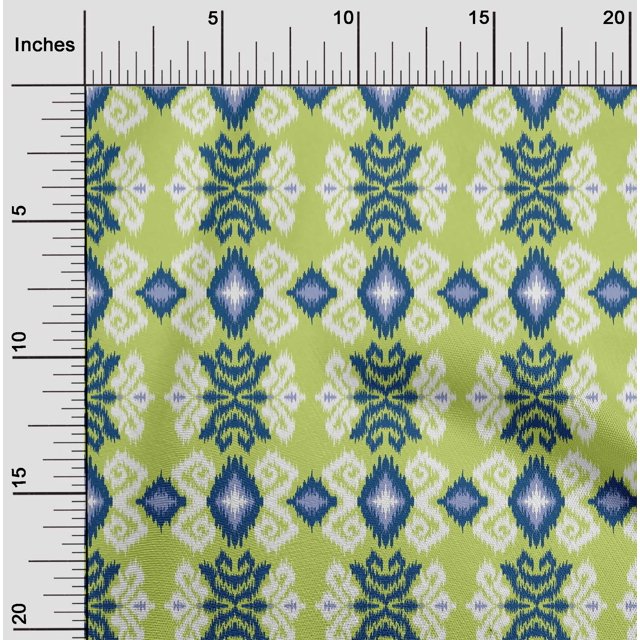 oneOone Cotton Poplin Fabric Diamond & Swirl Ikat Decor Fabric Printed BTY 42 Inch Wide