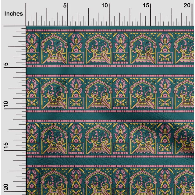 oneOone Cotton Poplin Fabric Ethnic Block Decor Fabric Printed BTY 42 Inch Wide