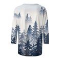 thumbnail image 4 of IROINNID T-shirt à Manches Longues en Polyester Réduit pour Femmes, T-shirt Ample Imprimé Quotidien, Blouse Mi-Longue, Hauts à Col Rond, Bleu, 4 of 5