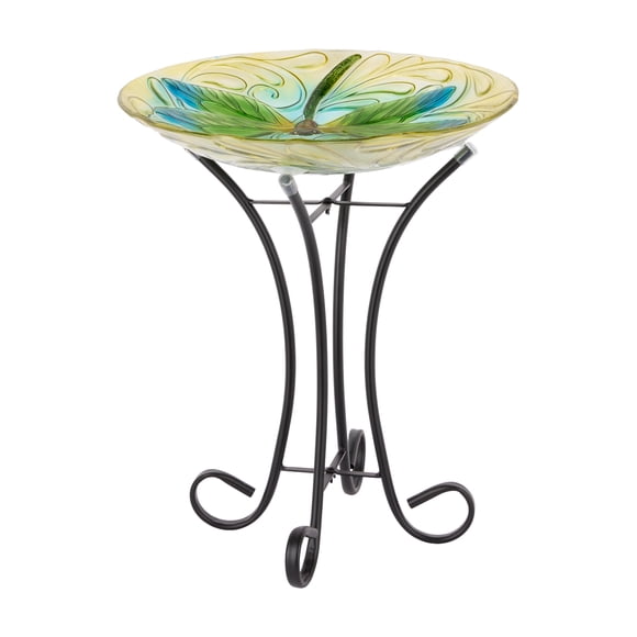 Mainstays Green Dragonfly Glass Birdbath