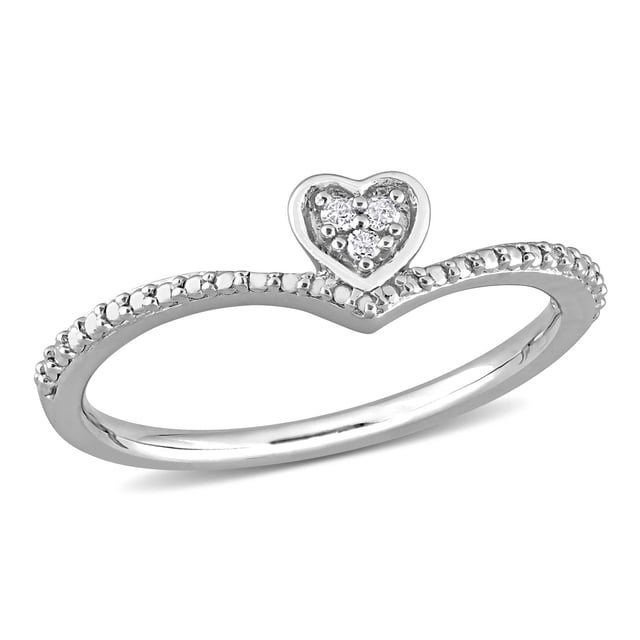 Miabella Diamond Accent Sterling Silver Heart Promise Ring