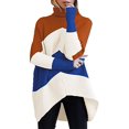 thumbnail image 1 of Chandail à Col Roulé pour Femmes Manches Chauve-Souris Longues Ourlet Asymétrique Pull Décontracté Tricoté, 1 of 5