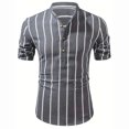 thumbnail image 4 of Lolmot Shirts for Men, Mens Fashionable Short Sleeved Stand Up Collar Button Top, 4 of 6
