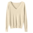 thumbnail image 4 of EGNMCR Chandail à Col Rond Mode Femme Décontracté Col Semi-Montant Couleur Unie Ample Base Tricoté Chandail Femme Blouse Polyester, 4 of 4