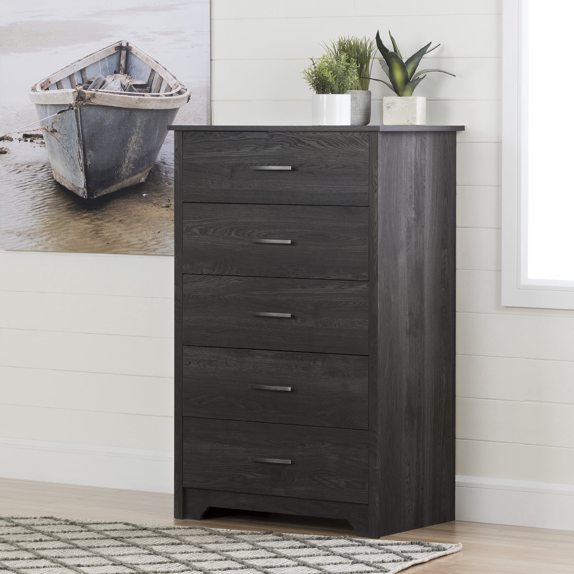 South Shore Fusion 5-Drawer Chest for Adult, in Gray Oak