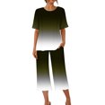 thumbnail image 4 of Offre à Durée Limitée Iumwxz Tenues de Pyjama Décontractées et Fluides Tenues d'Été Mignonnes pour Femmes Imprimé Dégradé Col Rond Manches Courtes Taille Élastique Pantalon Court Tenues pour Femmes Cadeaux de Vacances, 4 of 9