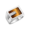 thumbnail image 3 of RYLOS Men's Rings 14K White Gold Ring With Diamonds and Blue Quartz Set in Designer Nugget Style Rings For Men Size 11, 3 of 7