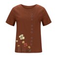 thumbnail image 4 of EQWLJWE Chemises pour Femmes Liquidation T-Shirts pour Femmes Femmes Manches Courtes Décontracté Col Rond Imprimé Ample Tunique à Boutons Chemise Blouse Hauts, 4 of 5