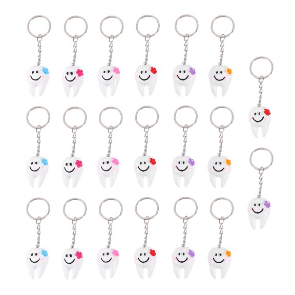 KAKOWELY 20 Pcs Pendentifs Porte-Clés Créatifs en Forme de Dent, Pendentifs Suspendus pour Sac, Porte-Clés (Couleurs Assorties), 3.54"X0.98"X0.79 Pouces