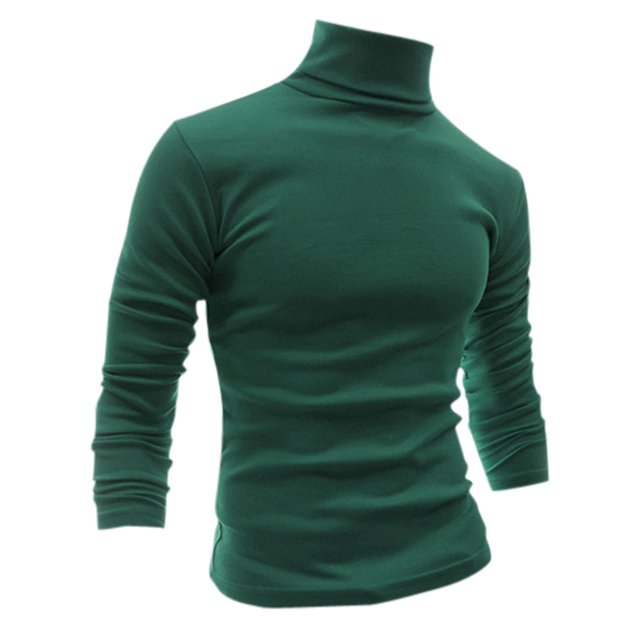 INSPIRE CHIC Chandails pour Hommes, Chandail à Col Roulé, Manches Longues, Extensible, Coupe Ajustée, Hauts 50 Vert Foncé