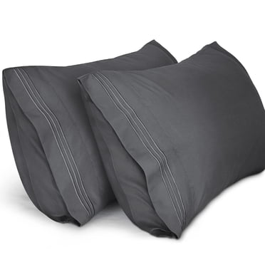 Lirex King Pillowcases, 2-Pack Dark Gray Microfiber Pillow Cover Set, 1800 Thread Count, Soft Durable