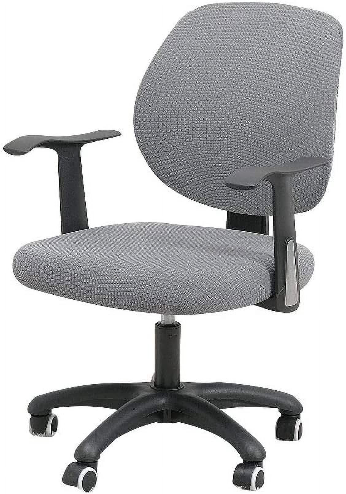 ORUYROP Grey Office Chair Cover Water Resistant Stretch Jacquard Elastic Covers 2 Piece for Desk Computer Chair Slipcover Stretchable