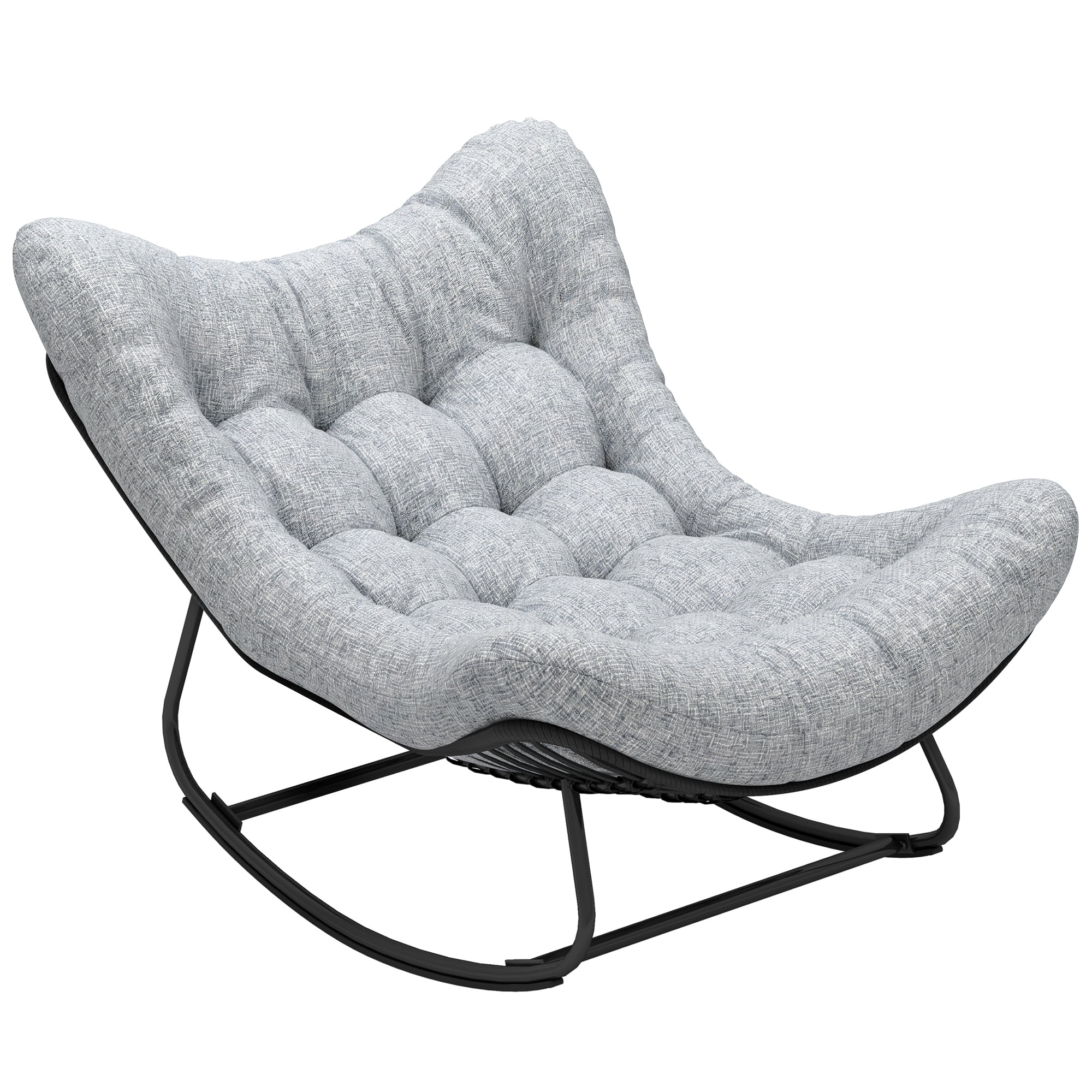 Outsunny Chaise Berçante d'Extérieur, Grande Chaise Oeuf de Patio, Gris