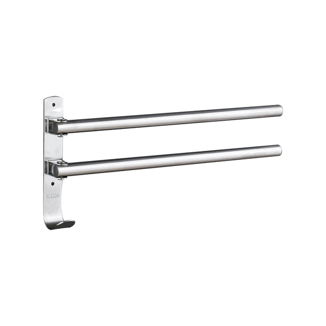 Swivel Out Towel Racks with Hooks 2-Bars Foldable Arms Bath Towel Hanger Wall Mount Towel