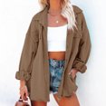 thumbnail image 2 of IROINID Manteau Blouson Mi-Long pour Femme, Col à Revers, Couleur Unie, Manches Longues, Coupe Ample, Veste à Revers pour Dames, Manteau avec Poches, Vêtement d'Extérieur, Brun, 2 of 7