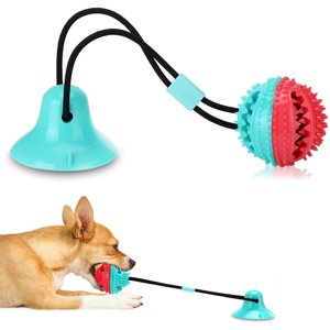 Dog toys, dog chew toys for aggressive chewers, puppy rope toys with suction cups, dog training treats boring teething toys, puppy educational toys treats food dispensing ball toys (color box)
