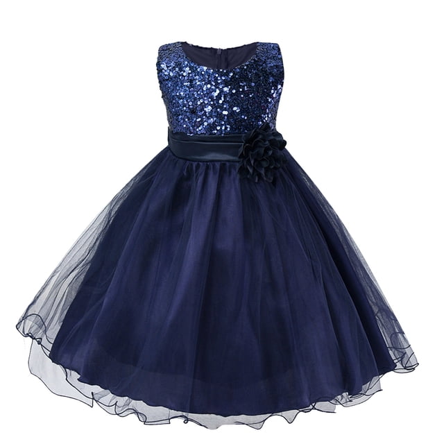 B91xZ Robe Fleurie pour Filles Robe Fleurie Sans Manches Longue Maxi Robe Décontractée,BU1 8-9 Ans