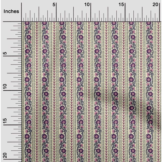 oneOone Viscose Jersey Fabric Leaves & Floral Block Print Fabric BTY 60 Inch Wide